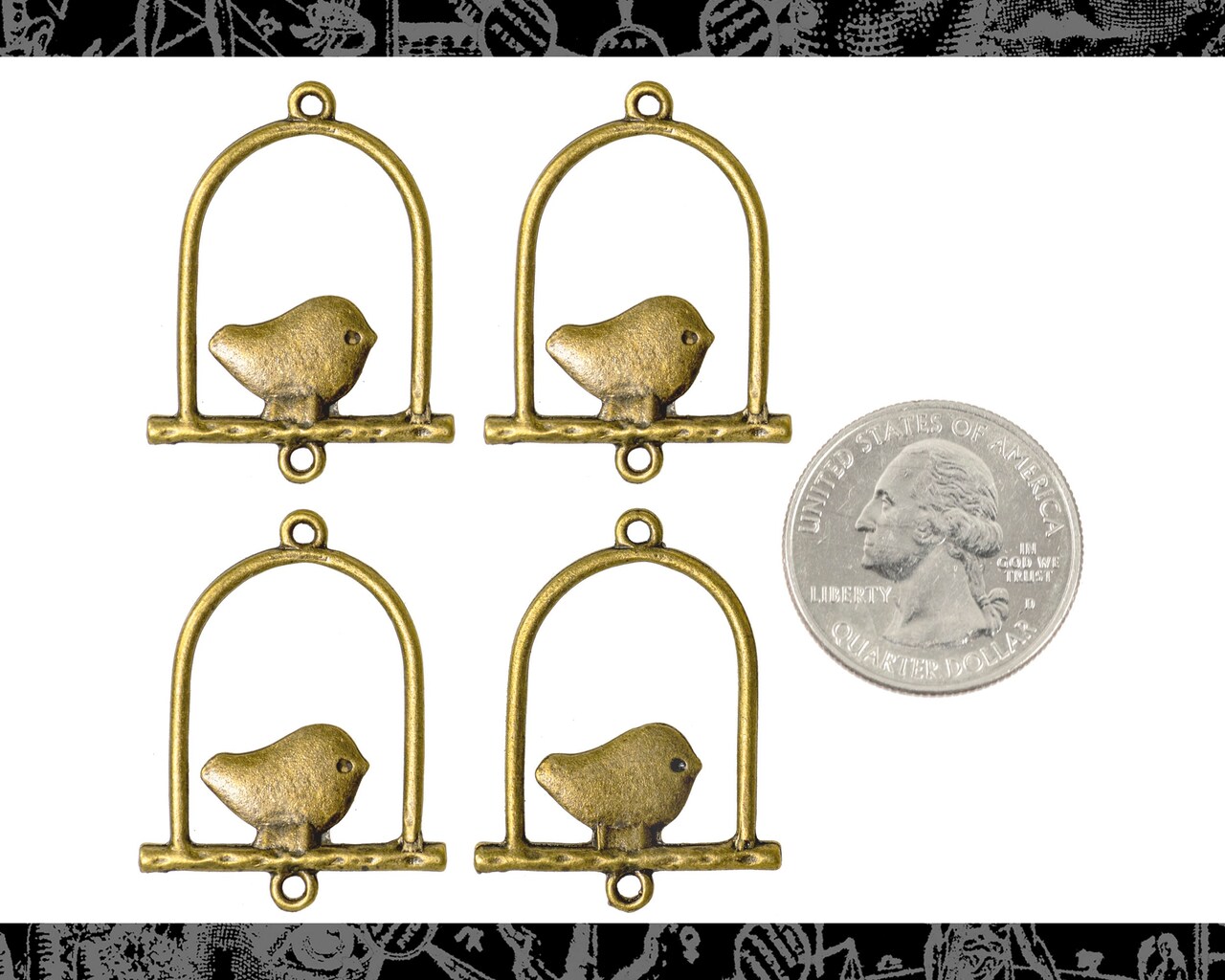 Bronze Finish Fat Bird on Swing Connectors - Set of Four - XXX - ZB-2C08